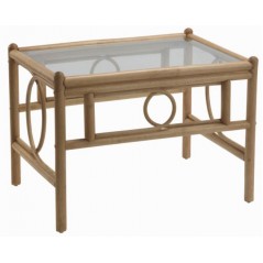 DE Dirdam Light Oak Coffee Table + Clear Glass